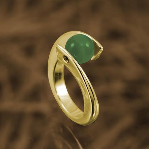 GENEROSITY RING - 2 IN 1 – CHRYSOPRASE  AND HEMATITE (GOLD PLATED)